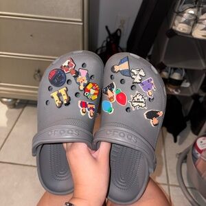 Crocs Gray Clogs with stranger things Charms